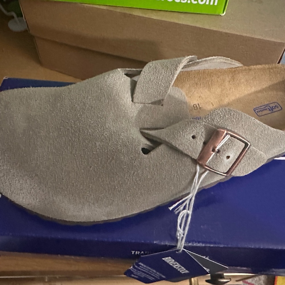 Birkenstock Light Gray Suede Sandals
